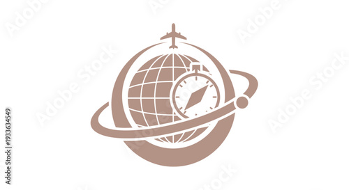 Global Travel Compass and Airplane Logo Design.