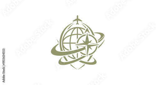 Global Aviation Organization Emblem with Airplane and Compass.