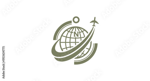 Global Travel Airplane Orbiting Earth Logo.