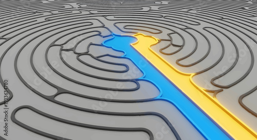 Navigating a maze with a clear path to the center.