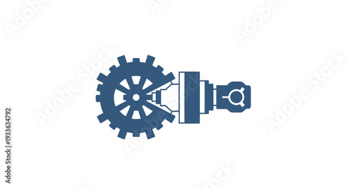 Industrial Gear Mechanism with Hydraulic Cylinder Icon.