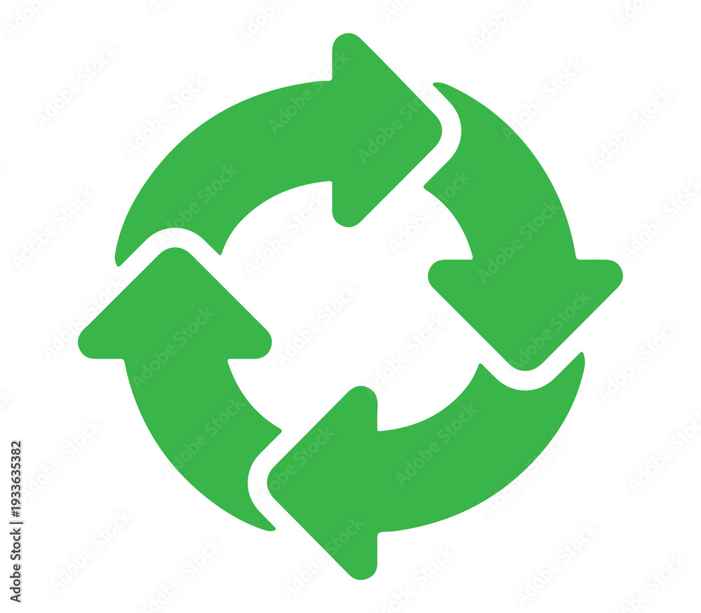 Obraz premium A green recycling symbol on a white background representing eco-friendliness