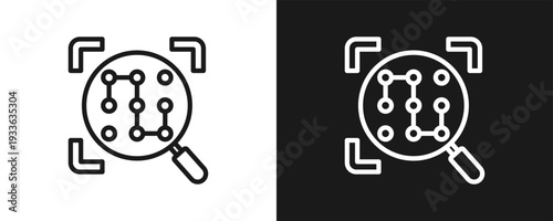 Pattern Recognition Icon Set Outline In White And Black Background