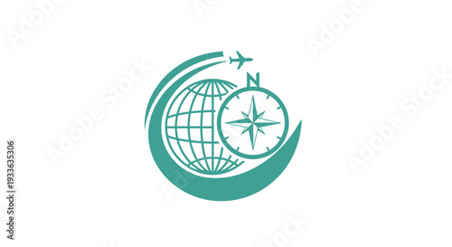Global Travel Compass and Airplane Logo Design.