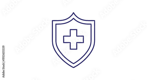 Health Shield Icon with Medical Cross Symbol.