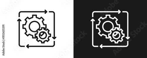 Workflow Automation Icon Set Outline In White And Black Background