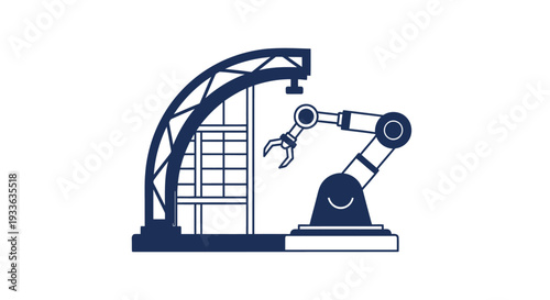 Industrial Robotic Arm and Manufacturing Assembly Line.
