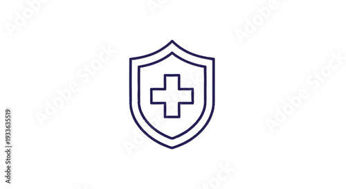 Health Shield Icon with Medical Cross Symbol.