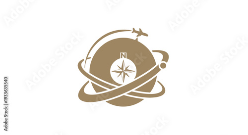 Global Travel Compass and Airplane Logo Design.