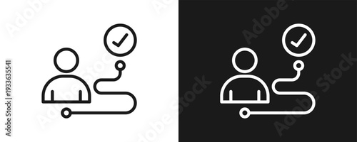 Task Routing Icon Set Outline In White And Black Background