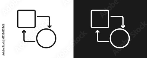 Data Transformation Icon Set Outline In White And Black Background