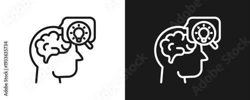 Cognitive Assistant Icon Set Outline In White And Black Background