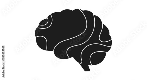 Human Brain Silhouette Representing Thought and Intelligence.