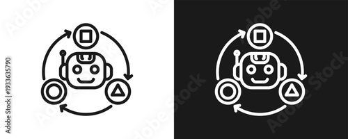 Adaptive Assistant Icon Set Outline In White And Black Background