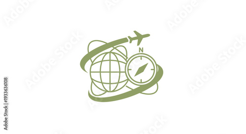 Global Travel and Navigation Concept with Airplane and Compass.