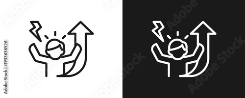Self Motivation Icon Set Outline In White And Black Background