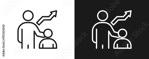 Mentorship Icon Set Outline In White And Black Background