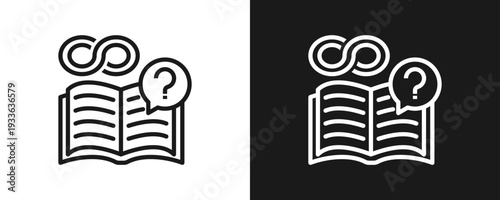 Tableau sur toile Lifelong Curiosity Icon Set Outline In White And Black Background