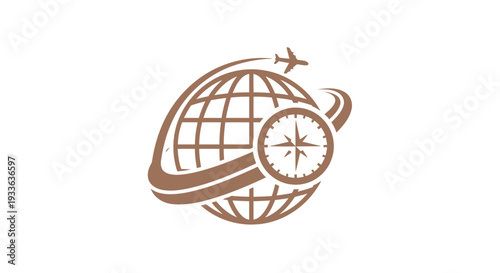 Global Travel Compass and Airplane Logo Design.