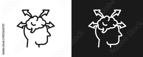 Mind Expansion Icon Set Outline In White And Black Background