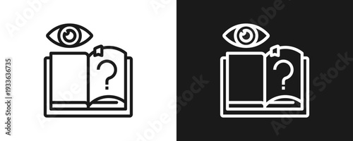 Learning Curiosity Icon Set Outline In White And Black Background