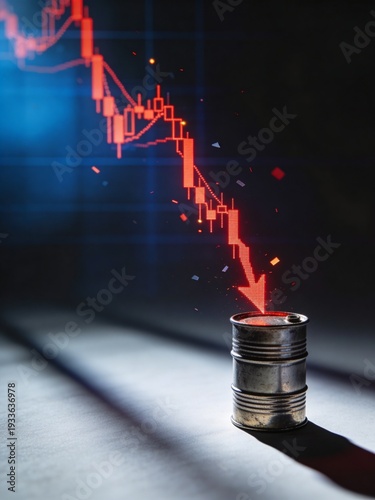 Stacks of coins dwindling as red graph declines sharply downwards