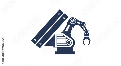 Industrial Robotic Arm with Gripper and Base.