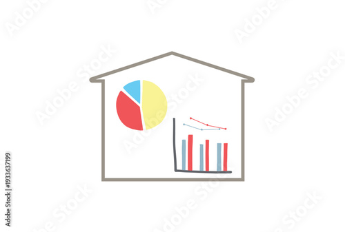 家庭の光熱費の使用状況をグラフで表しているイメージイラスト