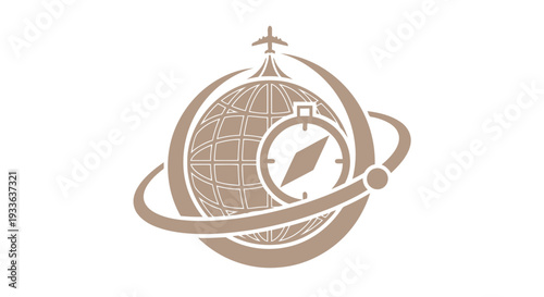 Global Travel Compass Airplane Orbit Logo Design.
