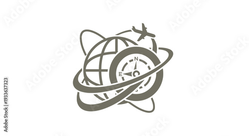 Global Travel Compass and Airplane Logo Design.