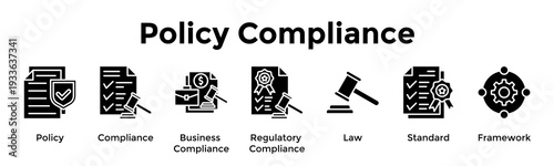 Policy Compliance Banner Web Icon Vector Illustration Concept For Policy, Compliance, Business Compliance, Regulatory Compliance, Law, Standard, Framework