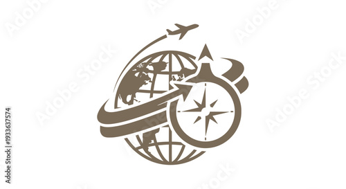 Global Travel Compass and Airplane Logo Design.