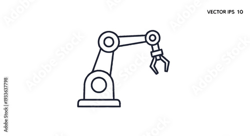 Industrial Robotic Arm Icon Vector Illustration.