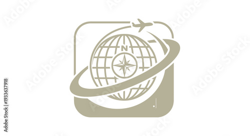 Global Travel and Exploration Logo with Airplane and Compass.