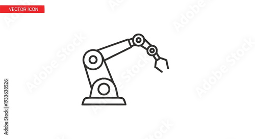 Industrial Robotic Arm with Gripper on White Background.