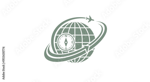 Global Travel Compass and Airplane Icon.
