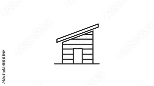Simple Line Drawing of Small House.