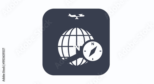 Global Travel Compass and Airplane Icon.
