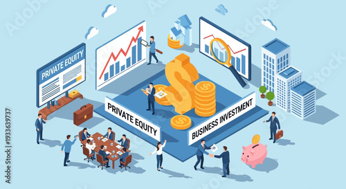 Business Professionals Analyzing Financial Data and Investments on Digital Devices