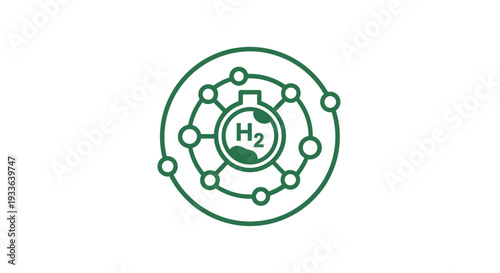 Hydrogen molecule structure and atomic bonds illustration.