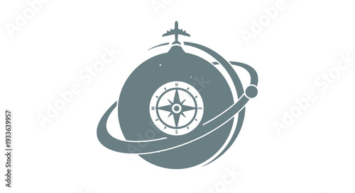 Global Travel Compass and Airplane Icon.