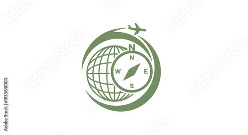Global Travel Compass and Airplane Icon.