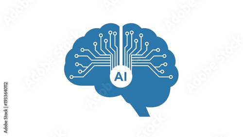 Blue AI Brain Circuit Logo.