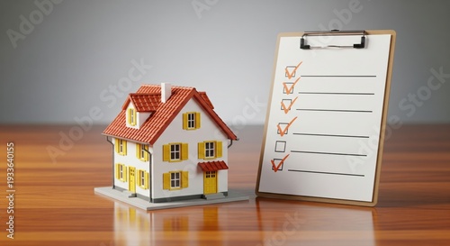Home Inspection Checklist with Miniature House Model