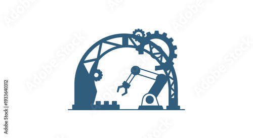 Industrial robotic arm assembly line manufacturing technology.