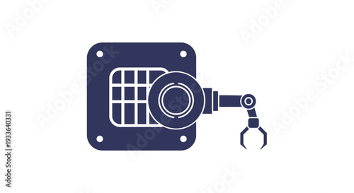 Industrial robotic arm attached to a control panel.