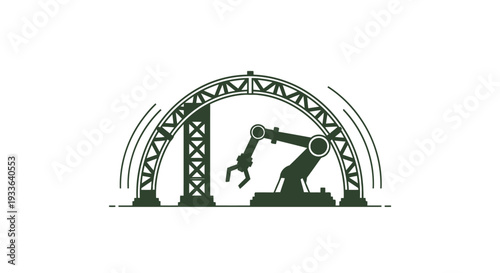 Industrial Robotic Arm within a Semi-Circular Structure.