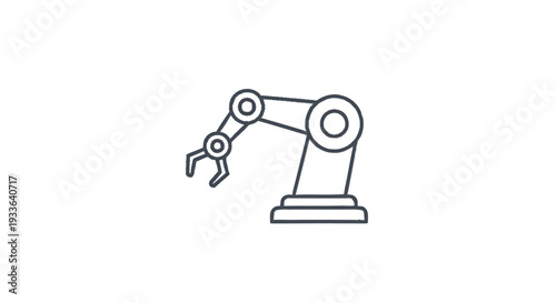 Industrial robotic arm icon line art illustration.