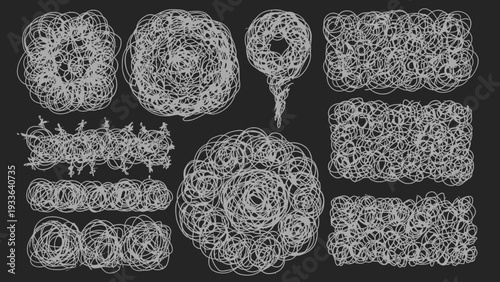 Collection of various scribbles and doodles.