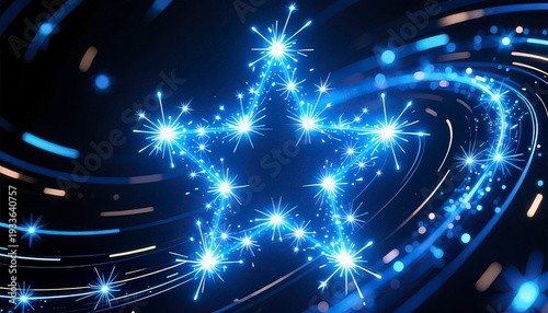 Wallpaper Mural Brilliant blue star shape shines with light trails creating a dazzling energetic and futuristic display against a dark background evoking Torontodigital.ca